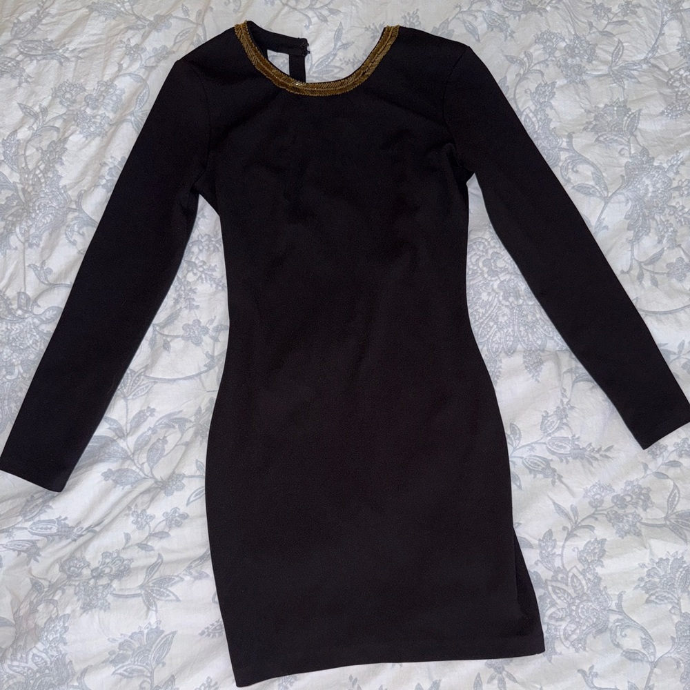 H&M Black Long Sleeve Bodycon Dress